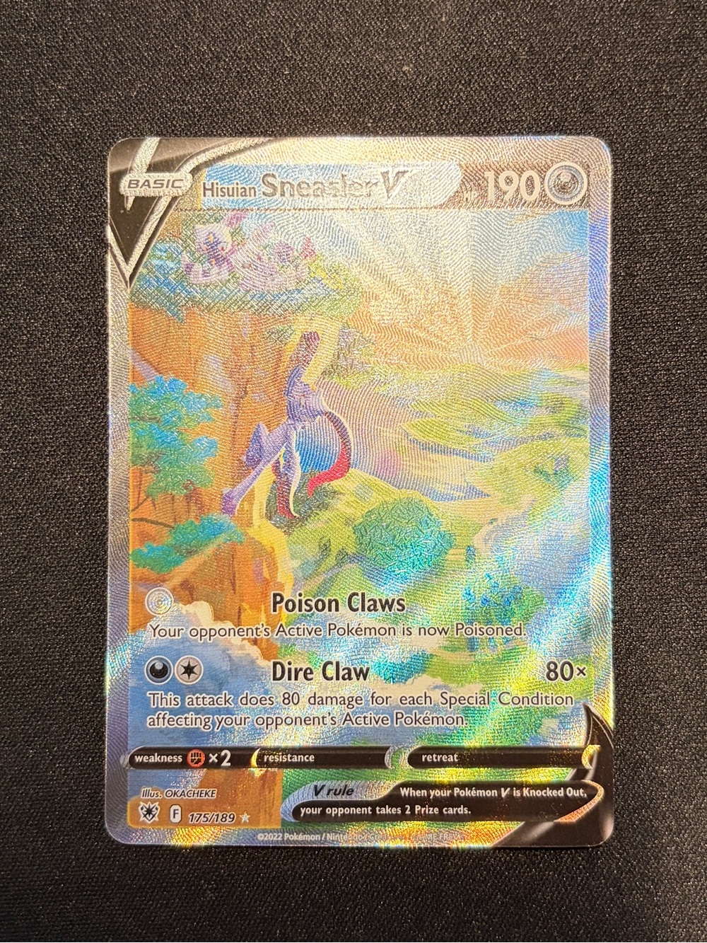 Hisuian Sneasler V Holographic Pokémon Card - Blue/Purple